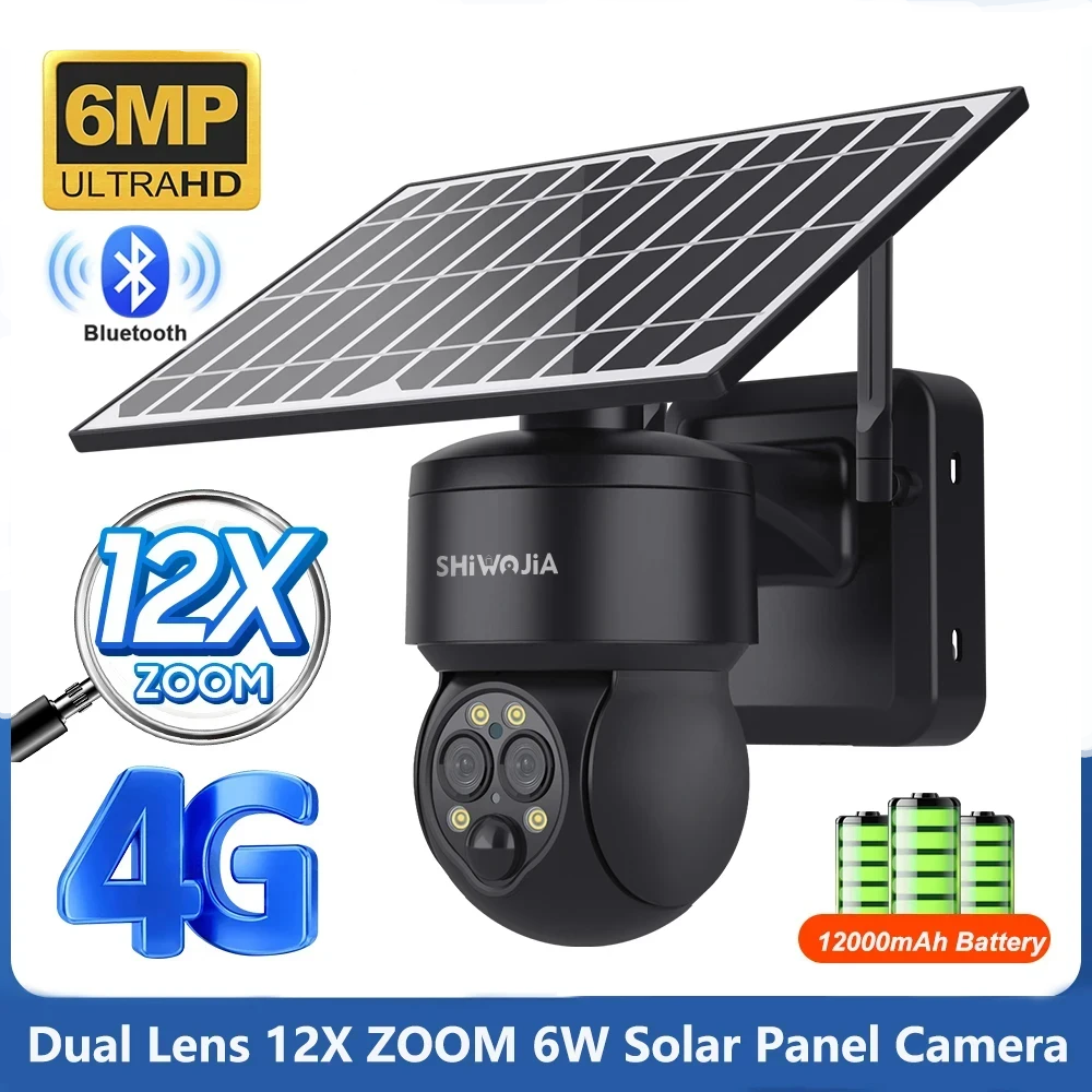 Yourogen 8W 6MP Wi-Fi Solar Camera 4G SIM 12X ZOOM 8W6MP Dual Len PIR CCTV Video