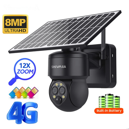 Yourogen 4G SIM Solar Camera WIFI 6W 12X ZOOM 8MP Dual Lens