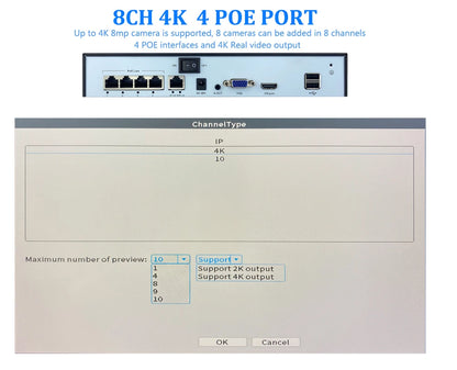 Yourogen H.265+ 4CH 8CH POE NVR For IP Security Surveillance Camera CCTV System 2MP 5MP 8MP 4K Audio Video Recorder Face Detect