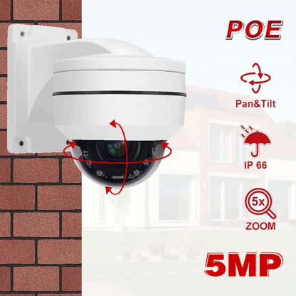 Yourogen Compatible 5MP POE 4k PTZ Camera Outdoor Dome 5X, 8mp