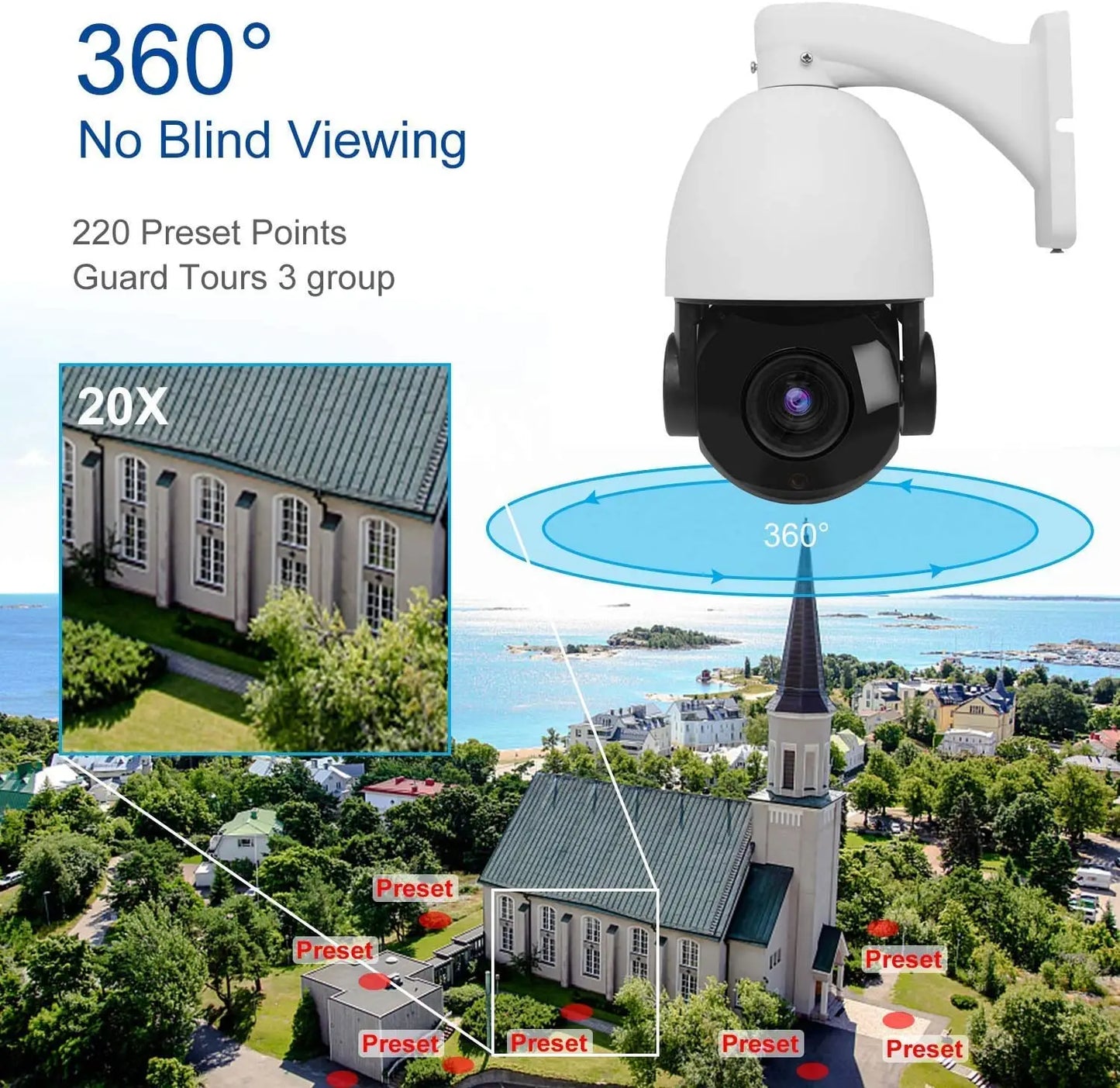 Yourogen 4K 8MP Outdoor PTZ POE IP Camera Security 20X Speed Dome, IR Night Vision