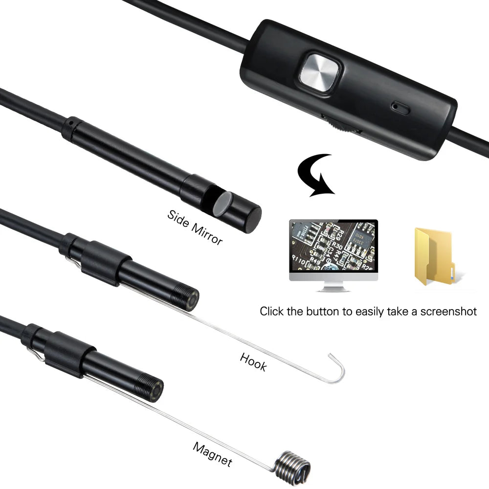 Yourogen Newest 7.0mm USB Type-C Endoscope Camera Android PC 2m Flexible Snake Inspection Camera with 6LEDs Adjustable