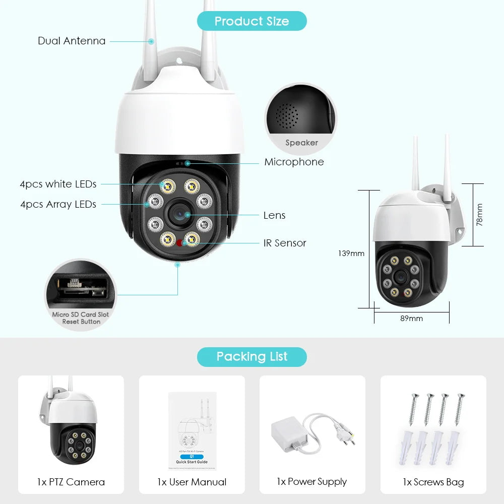 Yourogen Security Wifi Camera 8MP 4K IP Camera 5MP HD Outdoor 1080P Infrared Night Vision