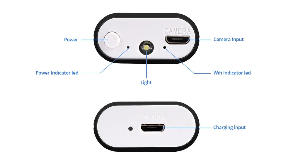 Yourogen 1200P Wi-Fi Endoscope Camera Waterproof Inspection Snake Mini Camera USB Borescope for Car for iPhone & Android Smartphone