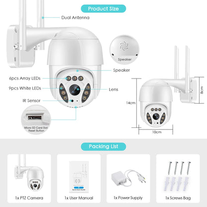 Yourogen 8MP 4K PTZ Camera Outdoor WiFi IP Camera Ultra HD 5MP 3MP 1080P