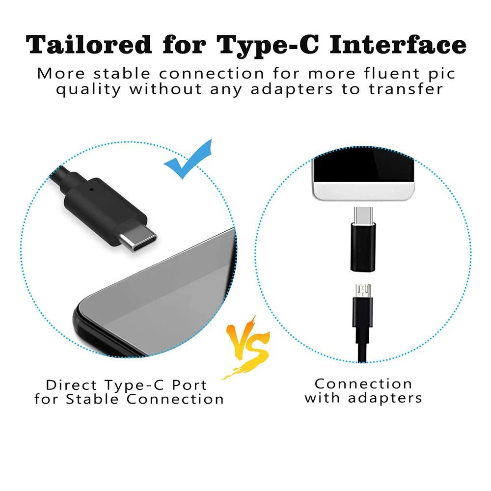 Yourogen Newest 7.0mm USB Type-C Endoscope Camera Android PC 2m Flexible Snake Inspection Camera with 6LEDs Adjustable