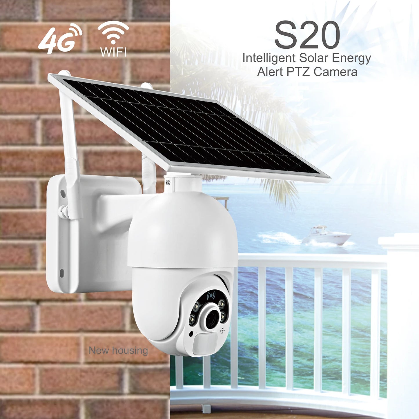 Yourogen  Solar Camera Surveillance CCTV  Two-Way Voice Intrusion Alarm PTZ IP, Wifi / 4G Version 1080P