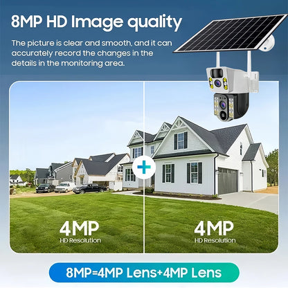 Yourogen 4K 8MP Solar 4G SIM Wi-Fi Camera Dual Lens V380pro Security Camera