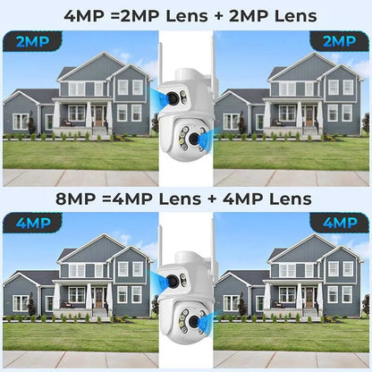 Yourogen 8MP 4K PTZ WIFI Camera Dual Lens Dual Screen 4MP HD AI Human Detection P2P