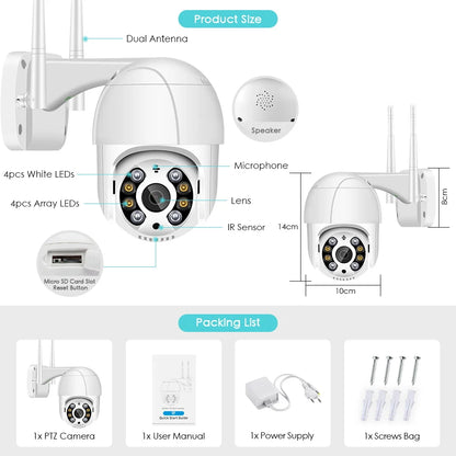 Yourogen Wifi IP Camera 5MP 1080MP 4X Zoom  Color IR Night Vision