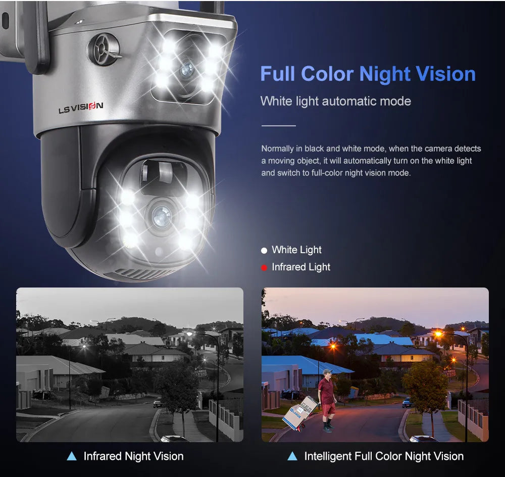 Yourogen Wifi IP Camera 4K 8MP Solar Camera Dual Lens Dual Screen Battery