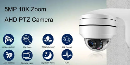 Yourogen CCTV AHD PTZ Security 5MP MINI Speed Dome PTZ Camera 10X Zoom IR Night Vison