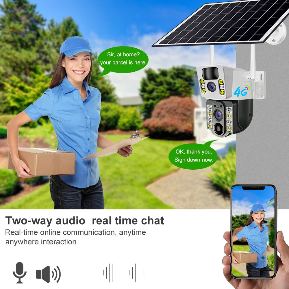 Yourogen 4K 8MP Solar 4G SIM Wi-Fi Camera Dual Lens V380pro Security Camera