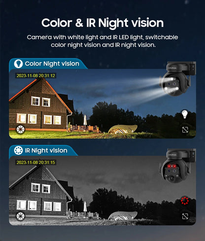 Yourogen 4K 8MP 12X Zoom 4G Solar Security Camera Wireless Outdoor 360° View Animal Monitoring Camouflage Color Battery PTZ Cam