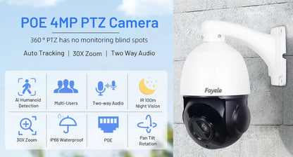 Yourogen 4MP PTZ Camera Human Auto Tracking 30X Zoom 2Way Audio Video