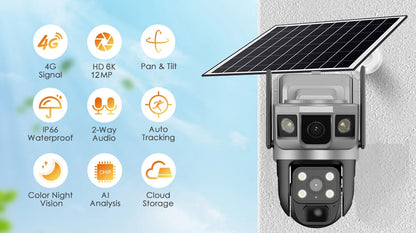 Yourogen 4G Solar Camera Outdoor IP, 6K,12MP, Wi-Fi, Human Detection, V380