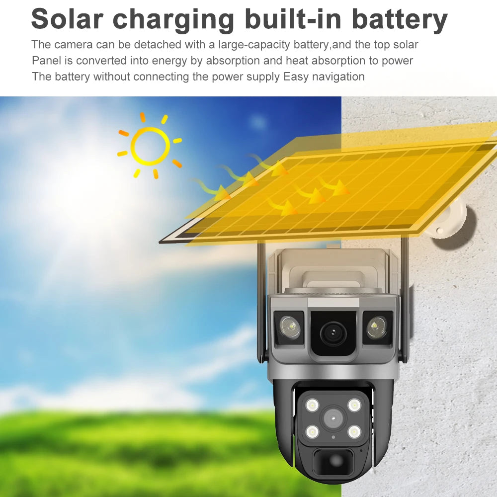 Yourogen 4G Solar Camera Outdoor IP, 6K,12MP, Wi-Fi, Human Detection, V380