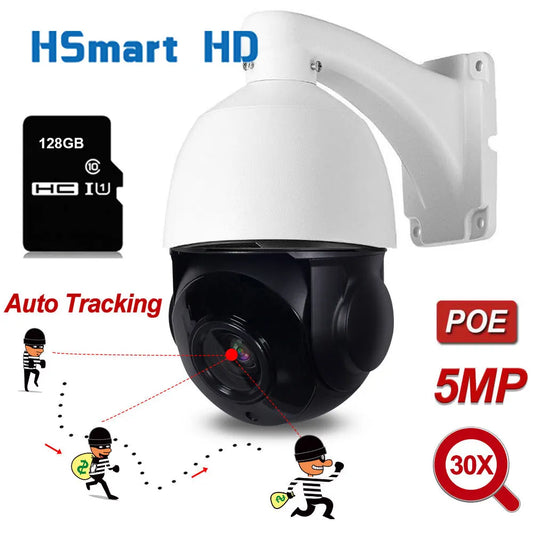 Yourogen AI Auto Tracking H.265 30X Zoom 5MP POE PTZ IP Camera Outdoor