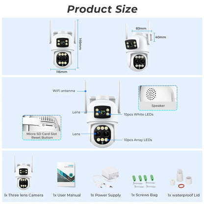 Yourogen 9MP PTZ Wifi Camera Dual Screen 8X Digital Zoom Human Detection