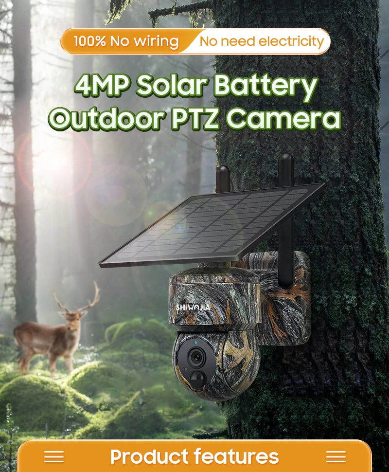 Yourogen Solar Security Camera 4G SIM 360° PTZ Wi-Fi a Night Vision Trail Camera PIR Motion Detection