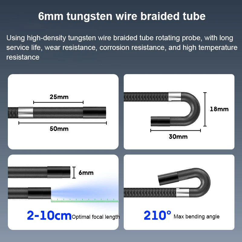 Yourogen 6mm 720 Degrees All Way Steering Industrial Endoscope for Car Pipe Camera Borescope With 5 Inch HD Scree