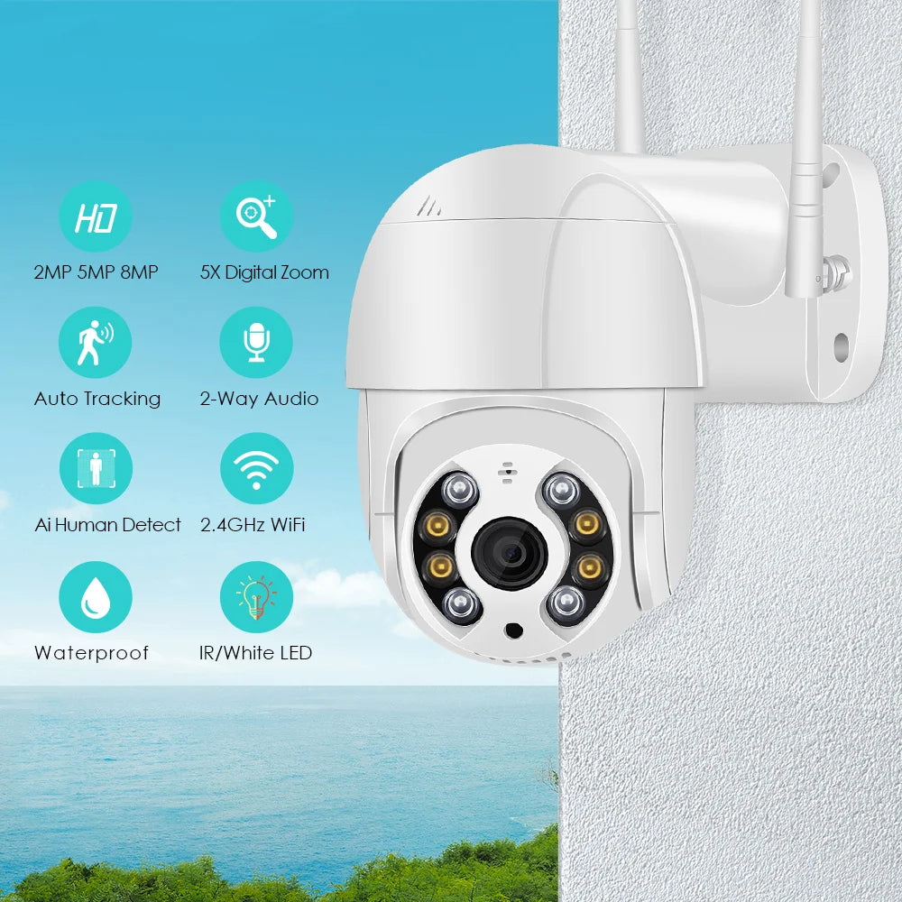 Yourogen Wifi IP Camera 5MP 1080MP 4X Zoom  Color IR Night Vision