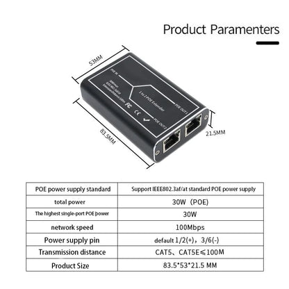 Yourogen 2 Port POE Extender 100Mbps with IEEE 802.3af Standard for NVR IP Camera AP IP