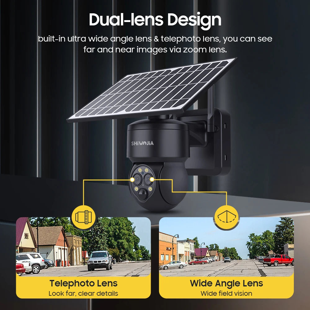 Yourogen 8W 6MP Wi-Fi Solar Camera 4G SIM 12X ZOOM 8W6MP Dual Len PIR CCTV Video