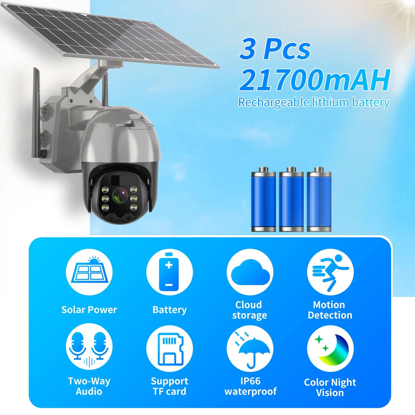 Yourogen  Wireless Camera Smart IP CCTV Video Surveillance 4G LTE FDD  Outdoor Solar  Camera