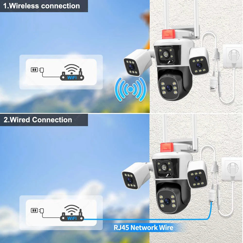 Yourogen Wi-Fi Security Cameras Four Len Three Screens 10X Zoom 16MP, 8K