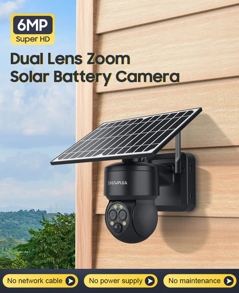 Yourogen 8W 6MP Wi-Fi Solar Camera 4G SIM 12X ZOOM 8W6MP Dual Len PIR CCTV Video