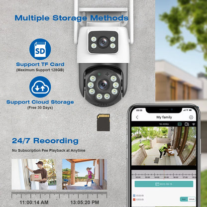 Yourogen Dual Lens Wifi Camera Outdoor, 4K, 8MP, PTZ Night Vision, 4MP
