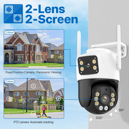 Yourogen Outdoor Wifi Camera, 8MP, Dual Lens, Dual Screen, AI Auto Tracking