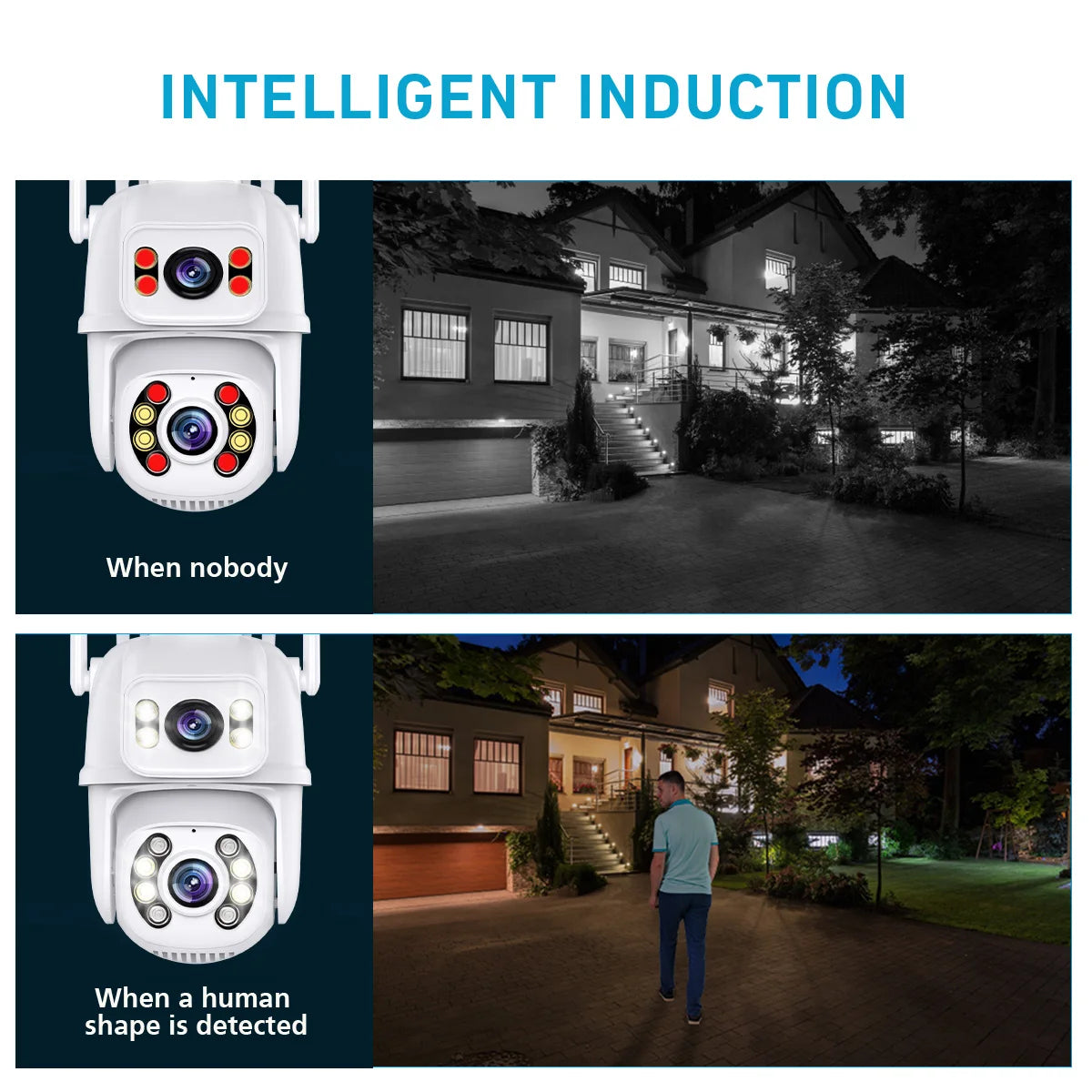 Yourogen 4K 8MP Outdoor Night Vision Dual Screen PTZ Wifi Camera Human Detection 4MP