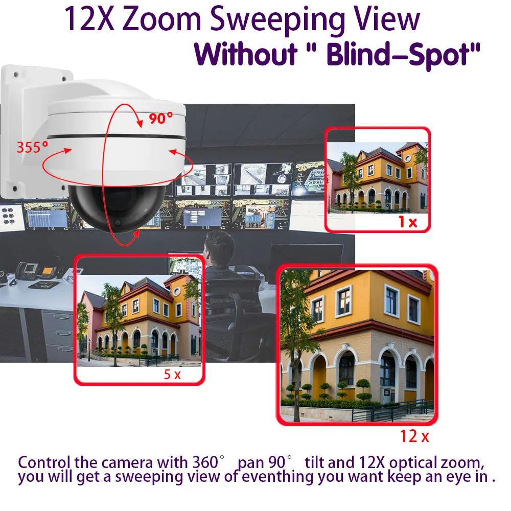 Yourogen 4K HD POE PTZ IP Camera 12X 10X Optical Zoom Outdoor, Waterproof, 5MP