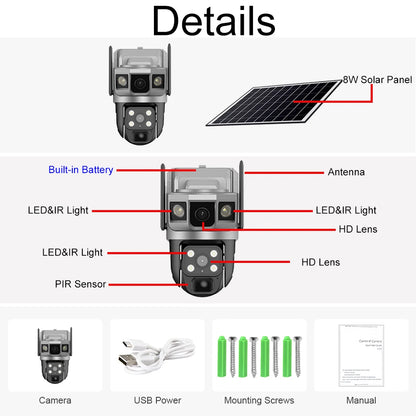 Yourogen 4G Solar Camera Outdoor IP, 6K,12MP, Wi-Fi, Human Detection, V380