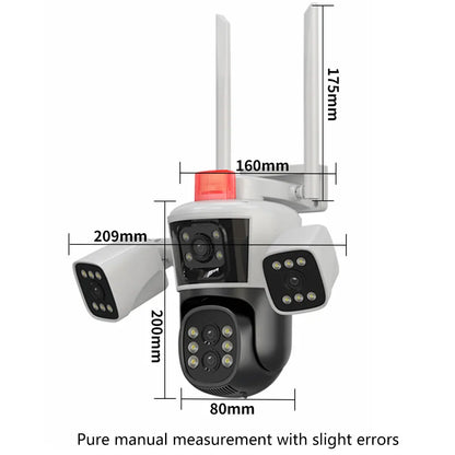 Yourogen  WiFi IP Camera Outdoor 6K Four Lens Three Screens Human Auto Tracking 8K 16MP 10X Zoom