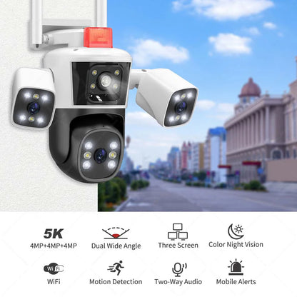 Yourogen 6K 12MP WiFi IP Camera Three lens Panoramic View 6K, 12MP