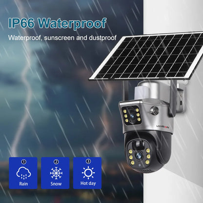 Yourogen Wifi IP Camera 4K 8MP Solar Camera Dual Lens Dual Screen Battery