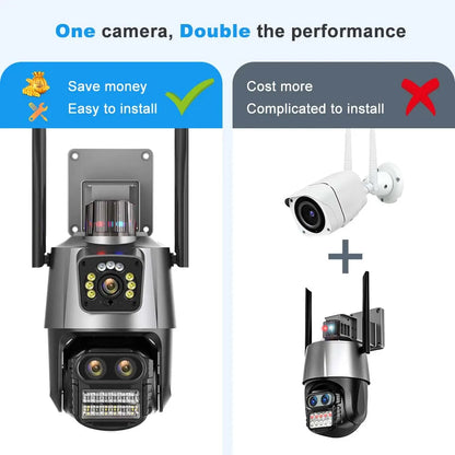 Yourogen 9MP Wi-Fi Camera Outdoor, 8X Zoom, 4K, Three Lens Dual Screen