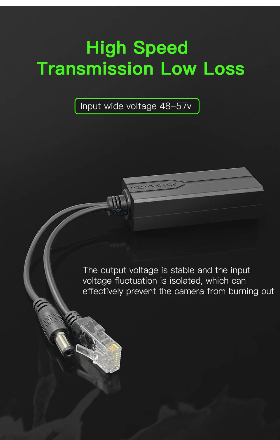 Yourogen Standard POE Splitter 48V to 5V 12V 1.2A 2.2A Micro USB tpye-C 100M/1000M POE Camera Injector Power Supply