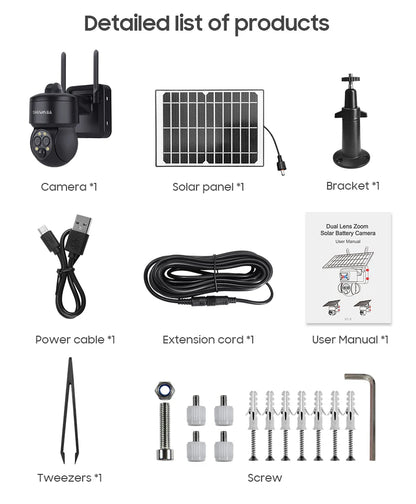 Yourogen 8W 6MP Wi-Fi Solar Camera 4G SIM 12X ZOOM 8W6MP Dual Len PIR CCTV Video