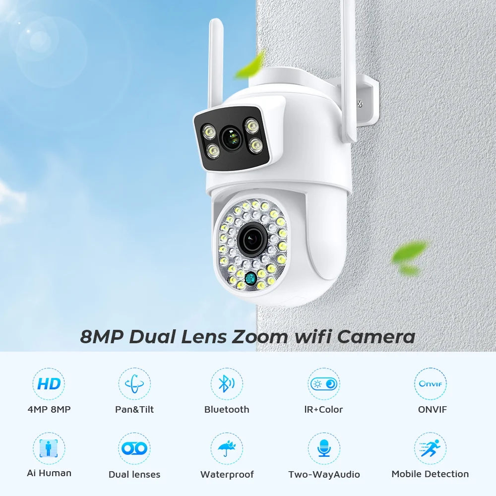 Yourogen Wifi Camera Dual Lens, Night Vision, HD, 8MP 4K