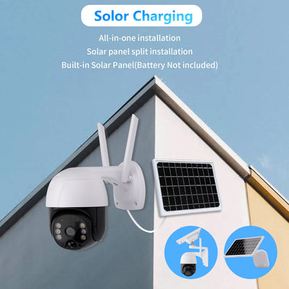 Yourogen  Solar Wifi/4G PTZ Camera Two-Way Audio Humanoid Motion Detection 4X digital zoom IP66 outdoor waterproof Monitor