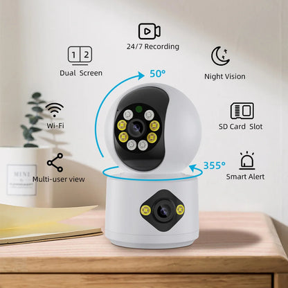 Yourogen 8MP WiFi IP Camera Dual Lens Dual Screen Baby Monitor Home Security Camera