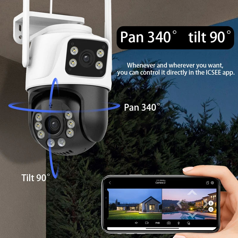 Yourogen Outdoor Wifi Camera, 8MP, Dual Lens, Dual Screen, AI Auto Tracking