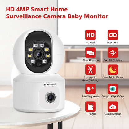 Yourogen Dual-Lens Dual-Screen Baby Monitor Camera HD 4MP WiFi