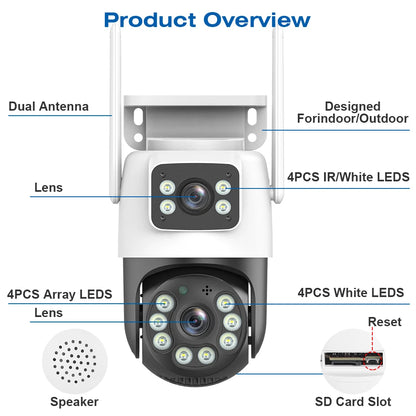 Yourogen Dual Lens Wifi Camera, Outdoor, 4K, 8MP, PTZ Night Vision