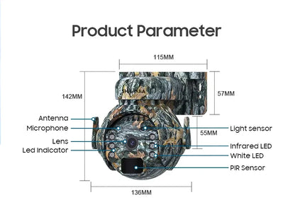 Yourogen 4K 8MP 12X Zoom 4G Solar Security Camera Wireless Outdoor 360° View Animal Monitoring Camouflage Color Battery PTZ Cam