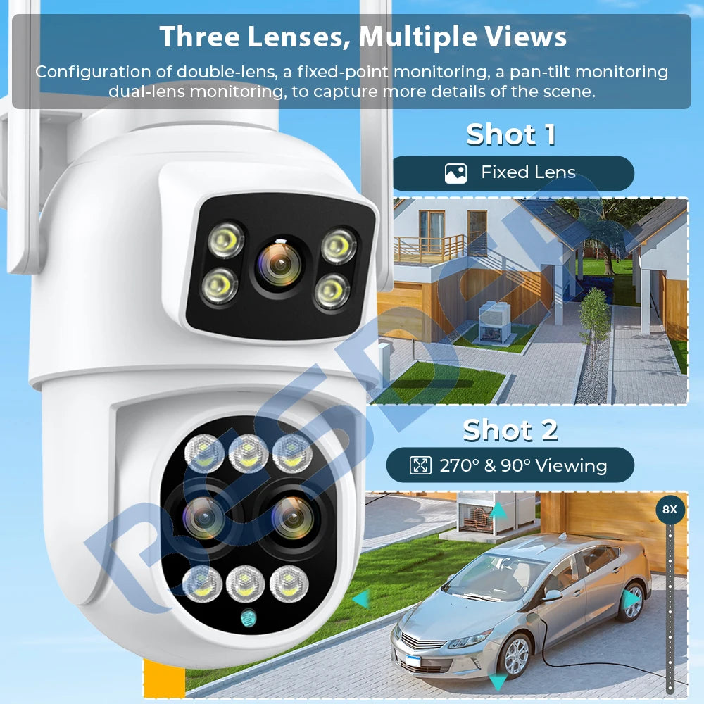 Yourogen 9MP PTZ Wifi Camera Dual Screen 8X Digital Zoom Human Detection